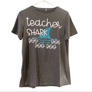 Short Sleeve Teacher Shark Shirt Size Small